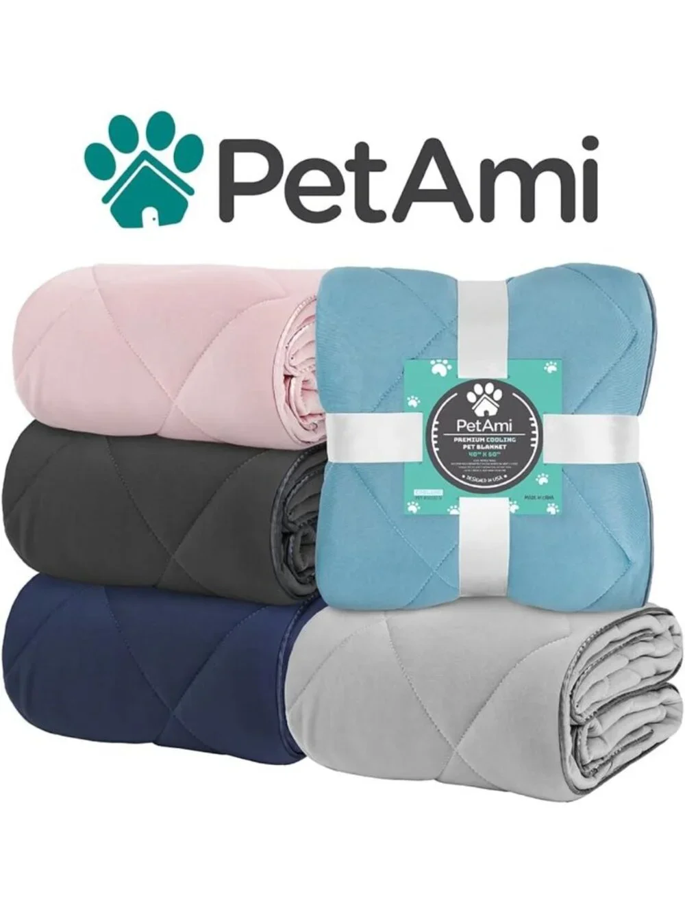 Lightweight Cooling Dog Blanket for Pets, Queen Size 90x90, Soft Blue Color